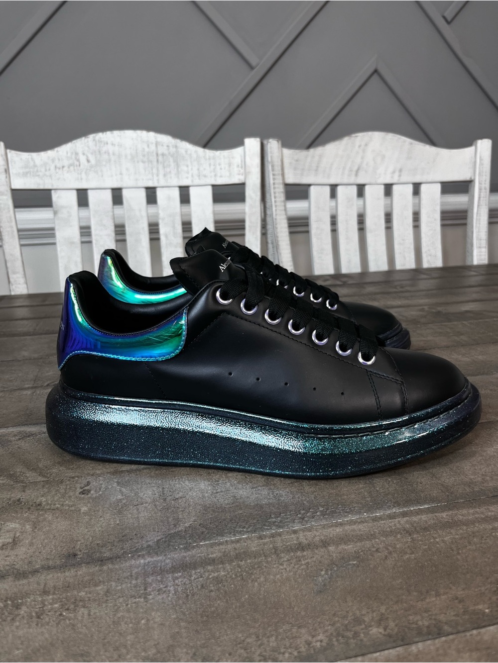 Alexander McQueen
Oversized Leather Sneakers
Black Iridescent Men's Sz 11